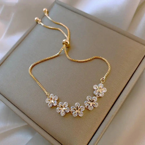 Gold Crystal Daisy Bracelet