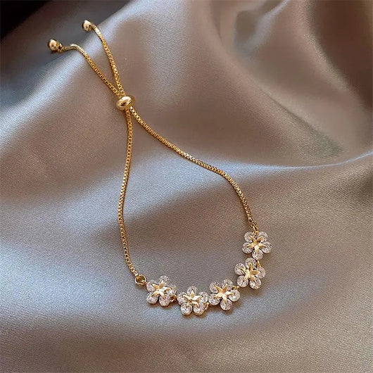 Gold Crystal Daisy Bracelet
