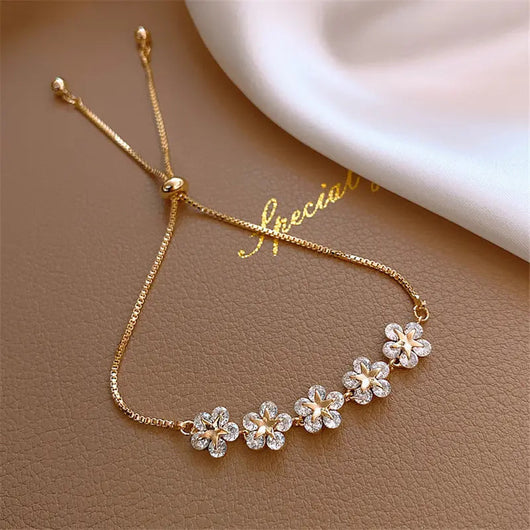 Gold Crystal Daisy Bracelet